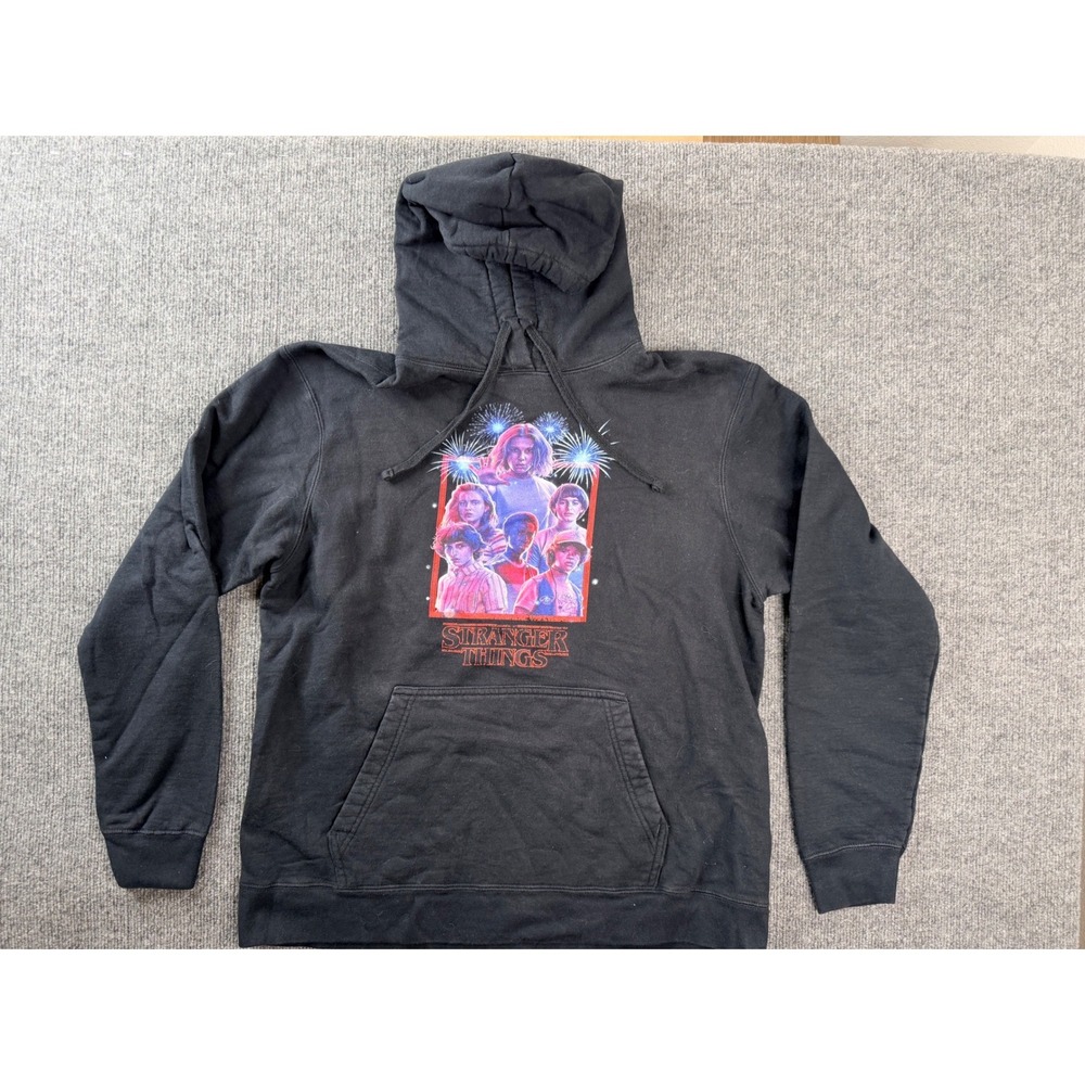 Stranger Things Hoodie Large Black Port & Company Graphic Pullover Sweatshirt L